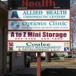 Lighted sign with LED message board  4 separate tenant panels.
Installation by Schroeder Construction, Sparta, WI.