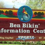 4' by 8' sandblasted red cedar monument sign at Ben Biken Park in Sparta.